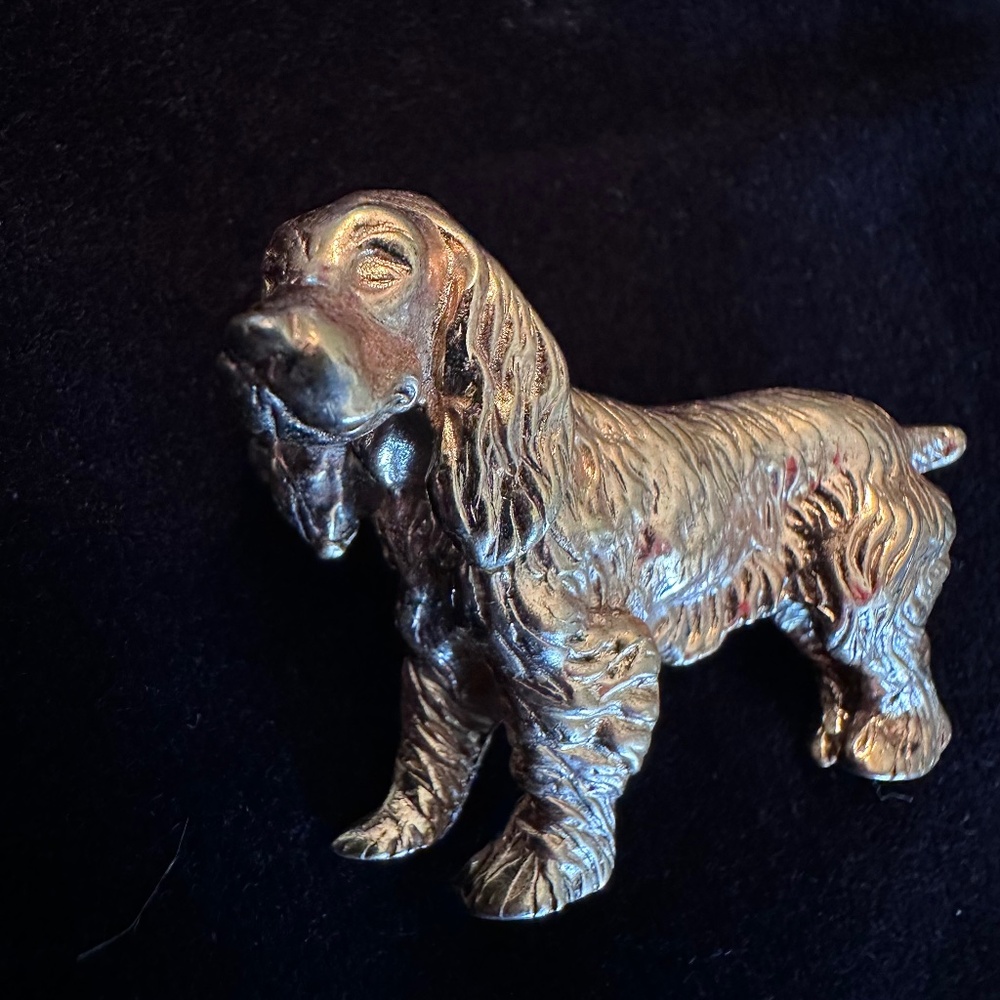 Vintage NAPIER Gold Tone Dog Pin Brooch Cocker Spaniel Britany Spaniel - Picture 3 of 6